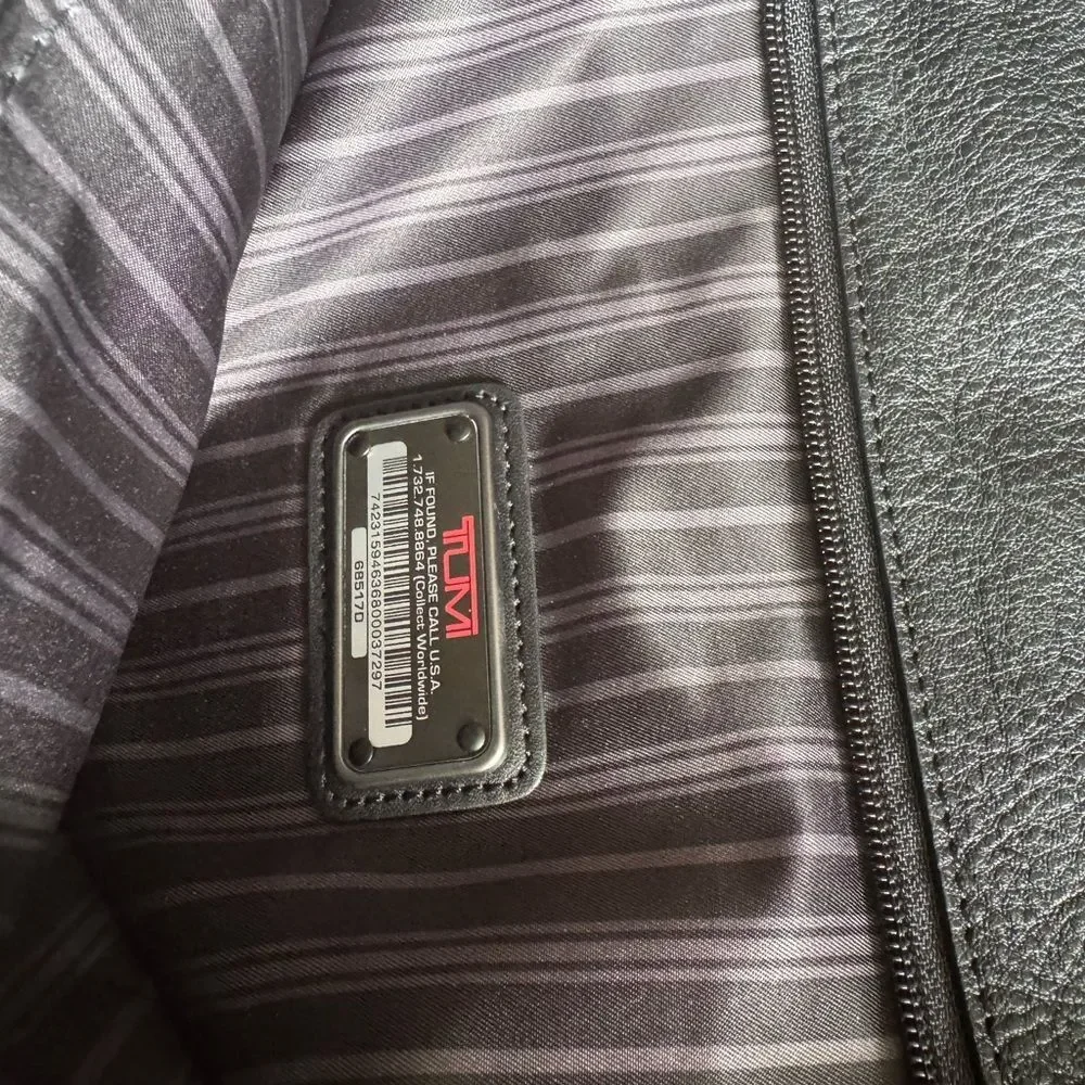 TUMI Black Leather Briefcase for Men